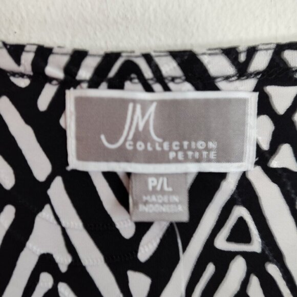Ladies Petite SZ PL JM Collection Black/White Sleeveless Blouse - Picture 3 of 3